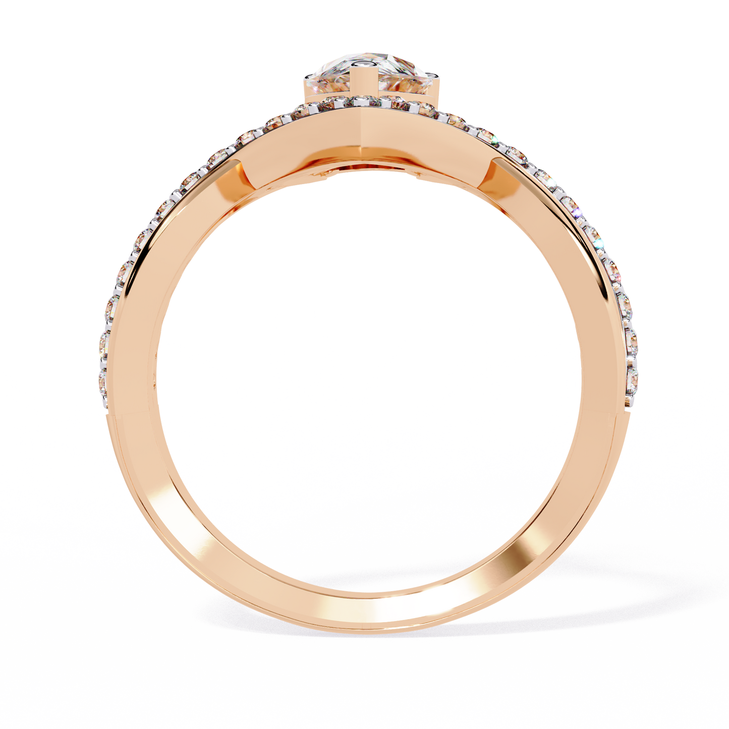 Captivating Pear-Cut Solitaire with Pavé Accents In Gold - 0.94 Ct