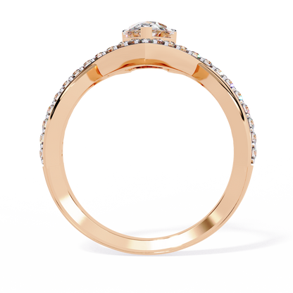 Captivating Pear-Cut Solitaire with Pavé Accents In Gold - 0.94 Ct