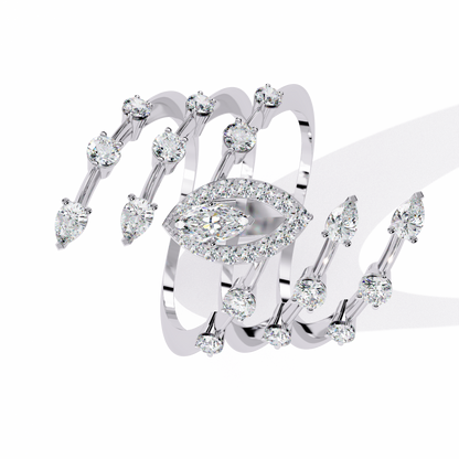 The Celestial Serpent: Marquise & Pear-Cut Diamond Statement Ring - 1.18 Ct