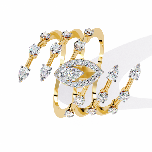 The Celestial Serpent: Marquise & Pear-Cut Diamond Statement Ring - 1.18 Ct