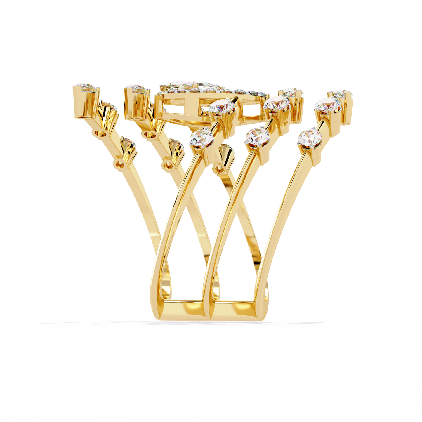 The Celestial Serpent: Marquise & Pear-Cut Diamond Statement Ring - 1.18 Ct