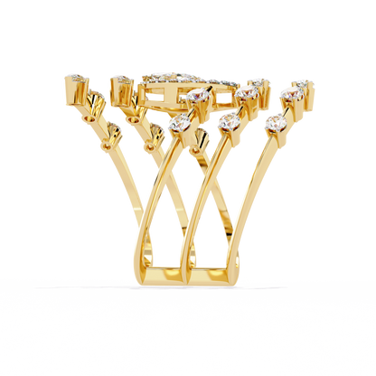 The Celestial Serpent: Marquise & Pear-Cut Diamond Statement Ring - 1.18 Ct