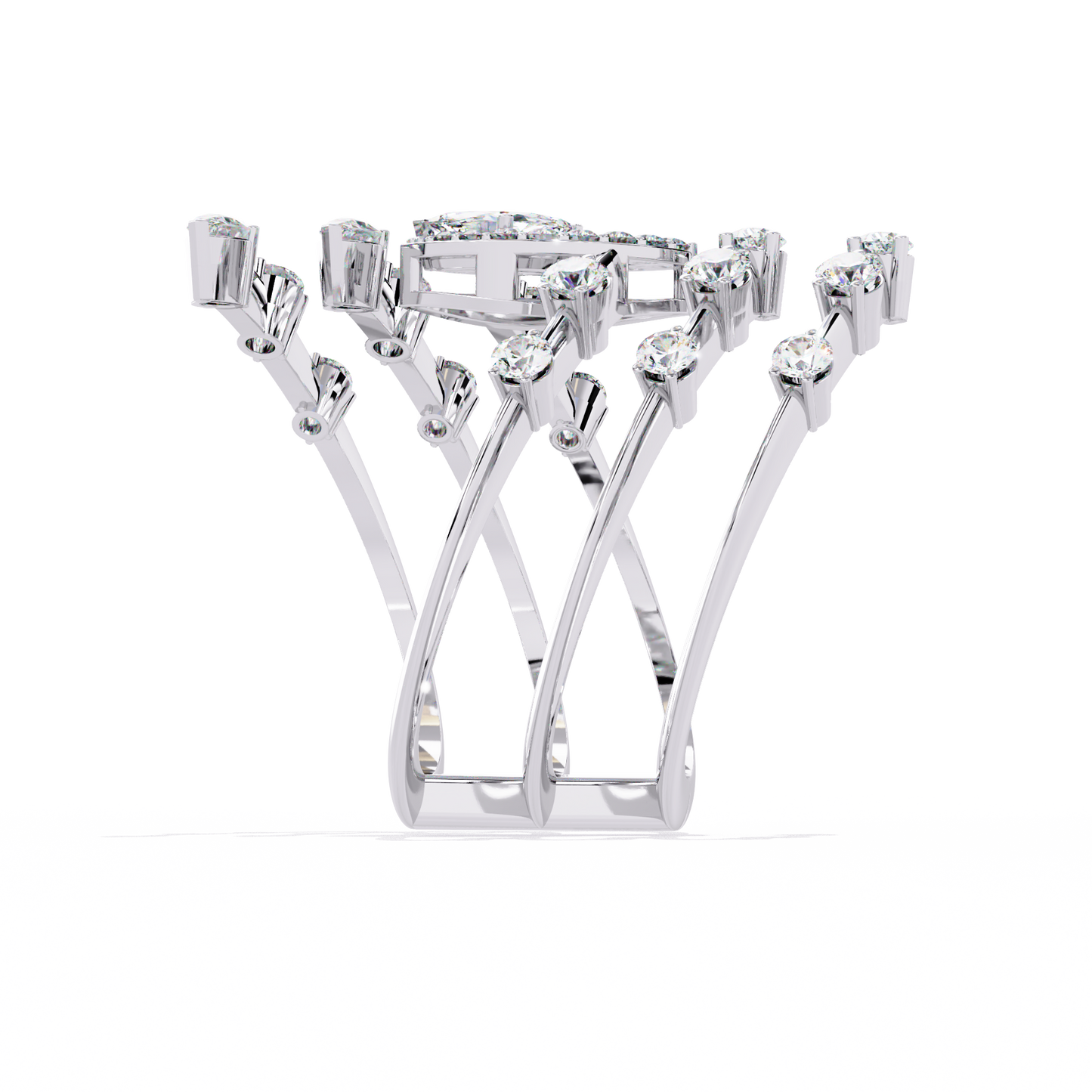 The Celestial Serpent: Marquise & Pear-Cut Diamond Statement Ring - 1.18 Ct