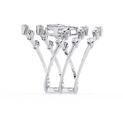 The Celestial Serpent: Marquise & Pear-Cut Diamond Statement Ring - 1.18 Ct