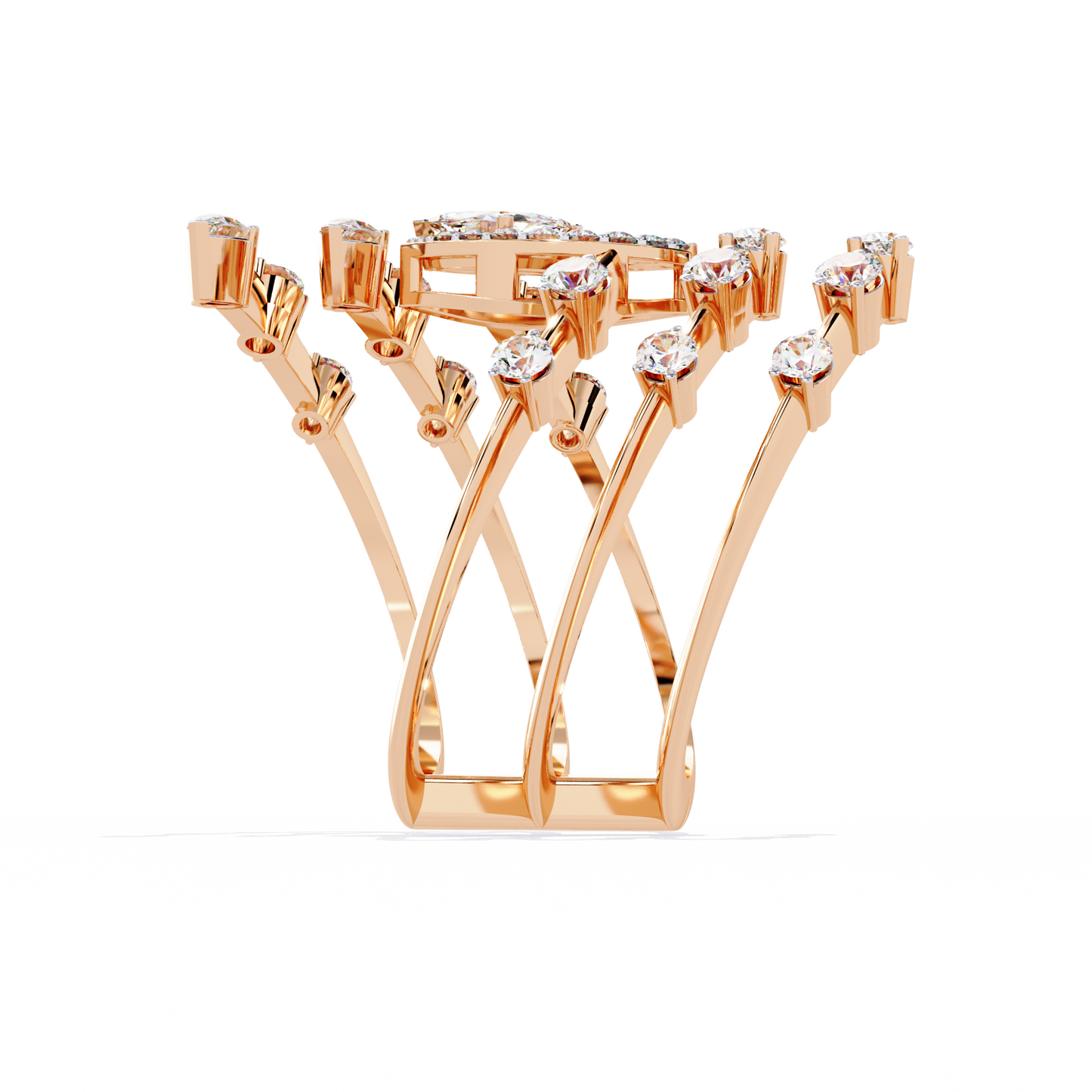 The Celestial Serpent: Marquise & Pear-Cut Diamond Statement Ring - 1.18 Ct
