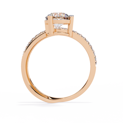 The Classic Embrace: Round Solitaire Engagement & Pave Band Set - 1.51 Ct