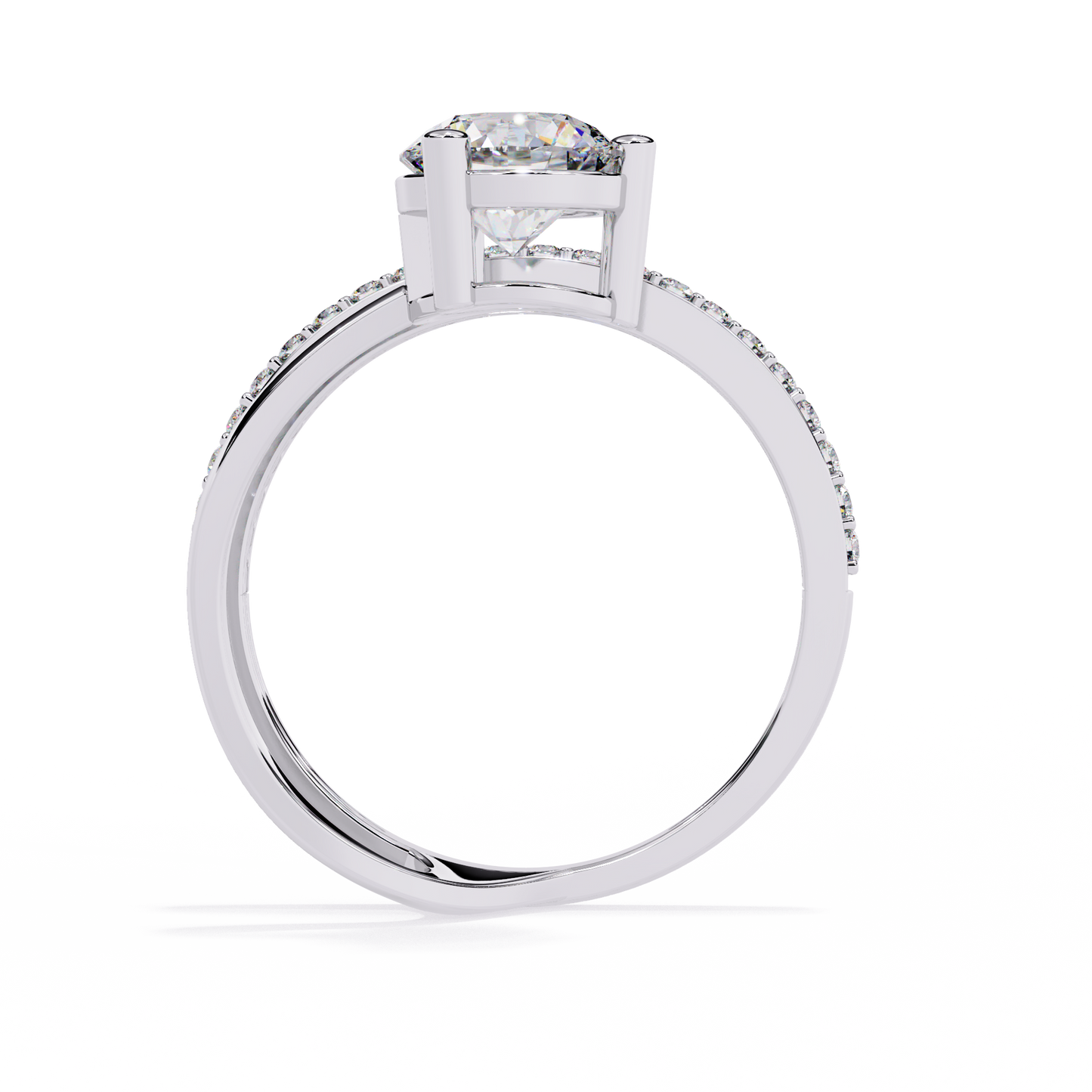 The Classic Embrace: Round Solitaire Engagement & Pave Band Set - 1.51 Ct