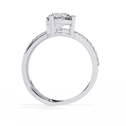 The Classic Embrace: Round Solitaire Engagement & Pave Band Set - 1.51 Ct