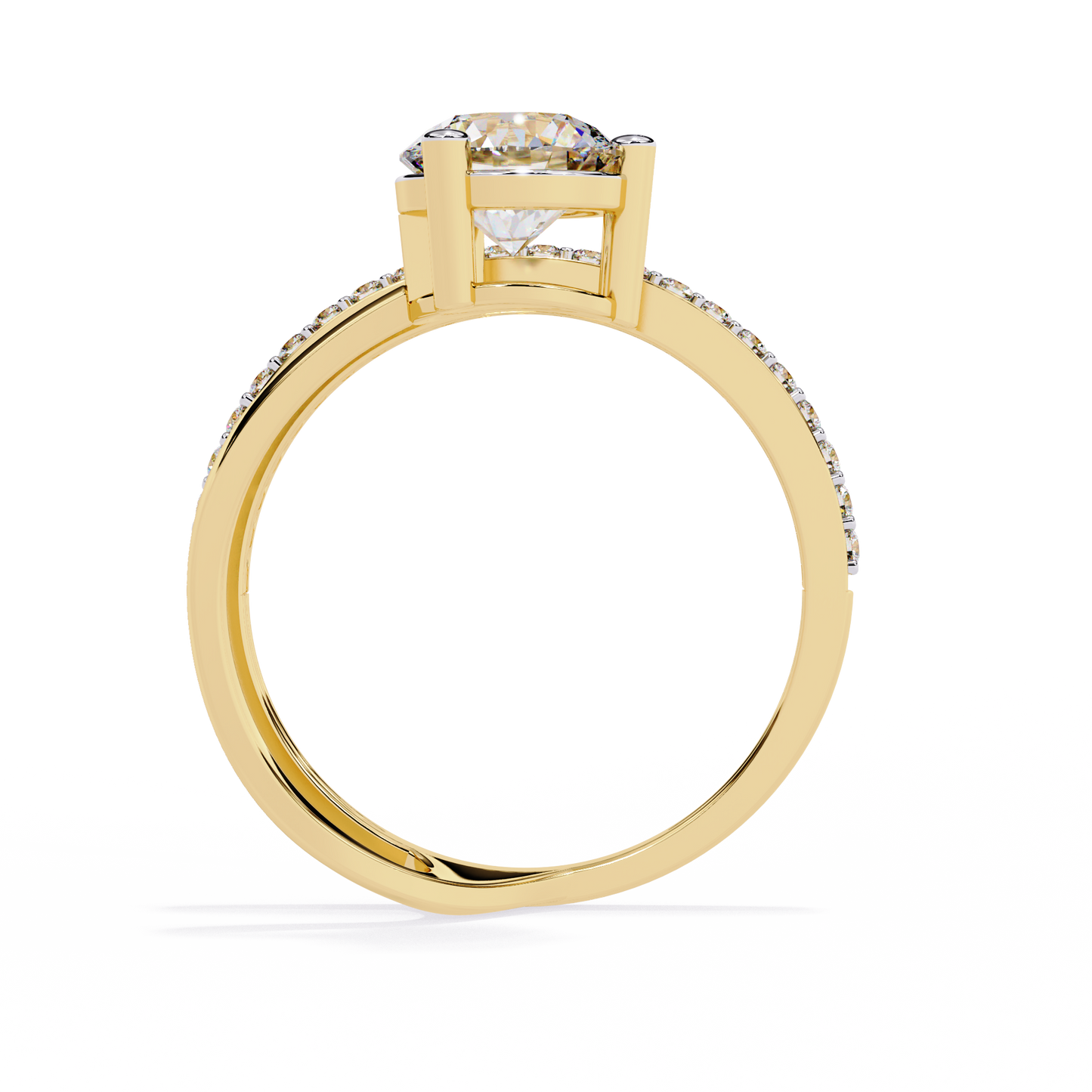 The Classic Embrace: Round Solitaire Engagement & Pave Band Set - 1.51 Ct