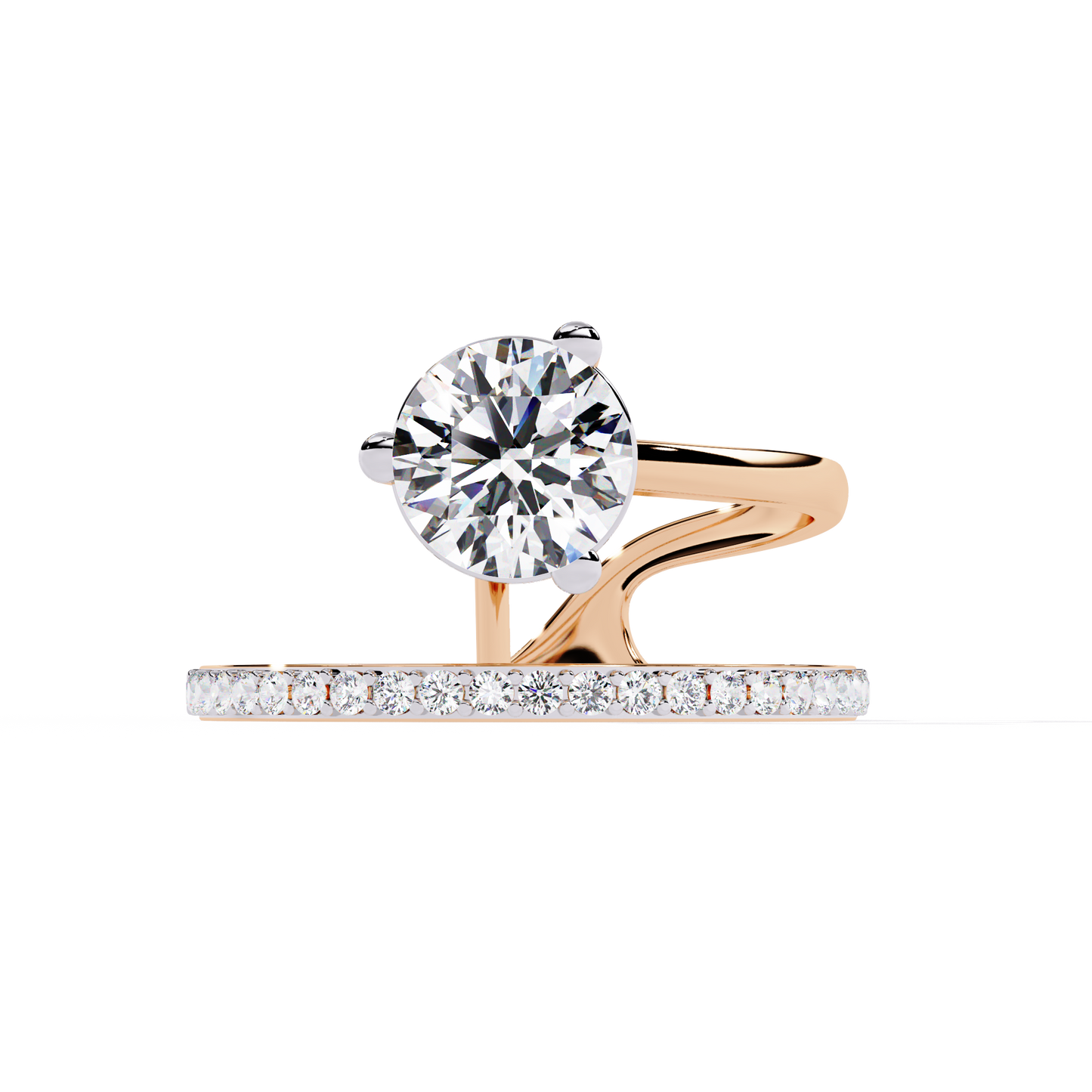 The Classic Embrace: Round Solitaire Engagement & Pave Band Set - 1.51 Ct