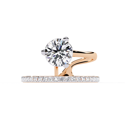 The Classic Embrace: Round Solitaire Engagement & Pave Band Set - 1.51 Ct