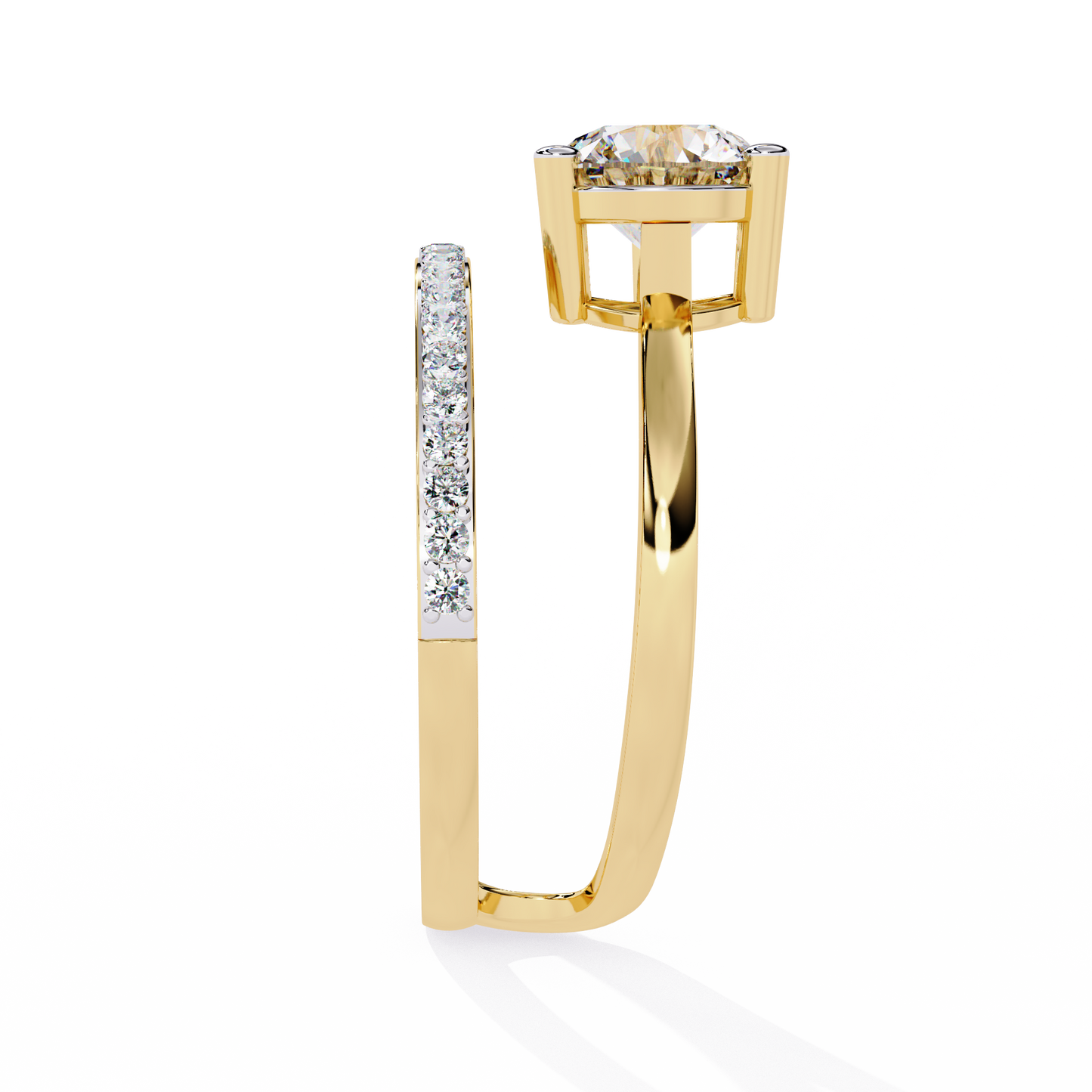 The Classic Embrace: Round Solitaire Engagement & Pave Band Set - 1.51 Ct