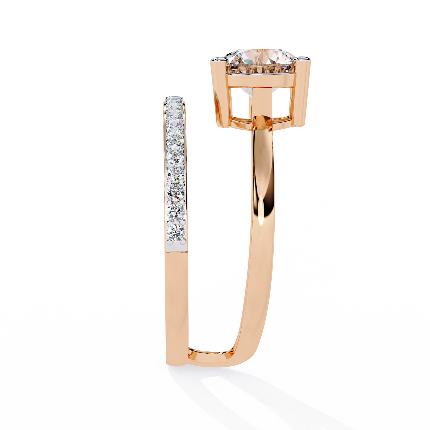 The Classic Embrace: Round Solitaire Engagement & Pave Band Set - 1.51 Ct