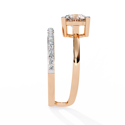The Classic Embrace: Round Solitaire Engagement & Pave Band Set - 1.51 Ct