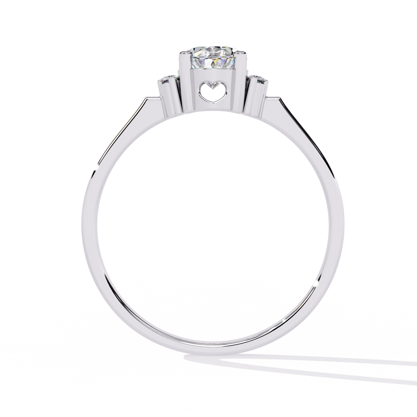 Elegant Oval Diamond Solitaire Ring with Floral Cluster Accents - 0.72 Ct