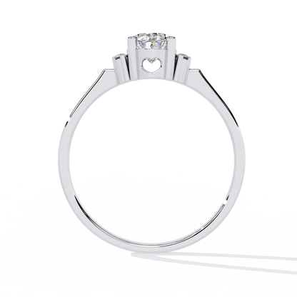 Elegant Oval Diamond Solitaire Ring with Floral Cluster Accents - 0.72 Ct