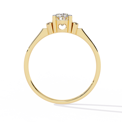 Elegant Oval Diamond Solitaire Ring with Floral Cluster Accents - 0.72 Ct