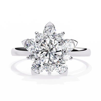 The Sparkling Daisy Cluster Diamond and Gold Ring- 1.20 Ct Floral Halo.