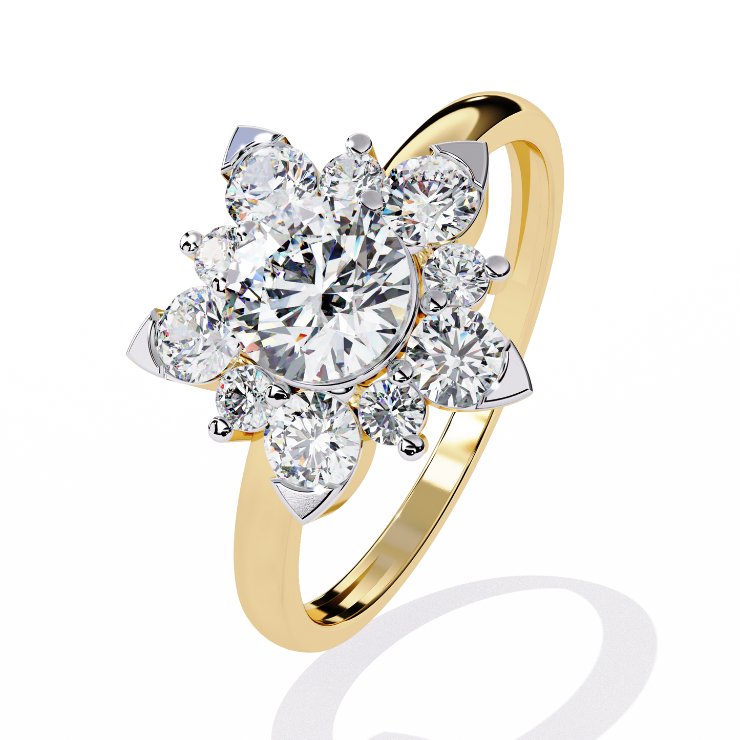 The Sparkling Daisy Cluster Diamond and Gold Ring- 1.20 Ct Floral Halo.