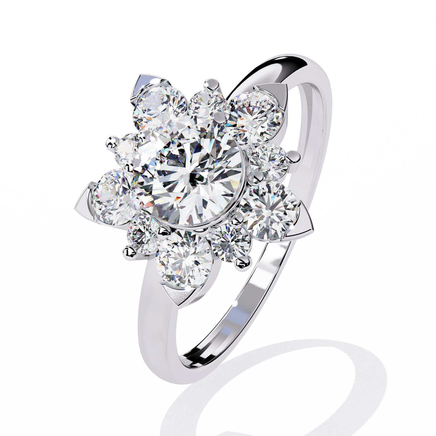 The Sparkling Daisy Cluster Diamond and Gold Ring- 1.20 Ct Floral Halo.