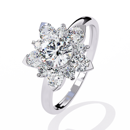 The Sparkling Daisy Cluster Diamond and Gold Ring- 1.20 Ct Floral Halo.