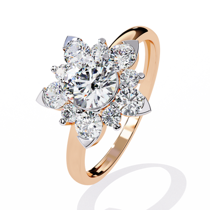 The Sparkling Daisy Cluster Diamond and Gold Ring- 1.20 Ct Floral Halo.