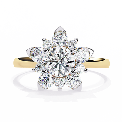 The Sparkling Daisy Cluster Diamond and Gold Ring- 1.20 Ct Floral Halo.