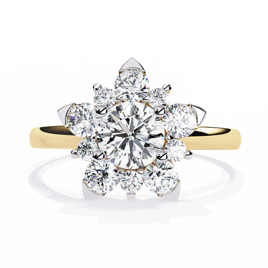 The Sparkling Daisy Cluster Diamond and Gold Ring- 1.20 Ct Floral Halo.