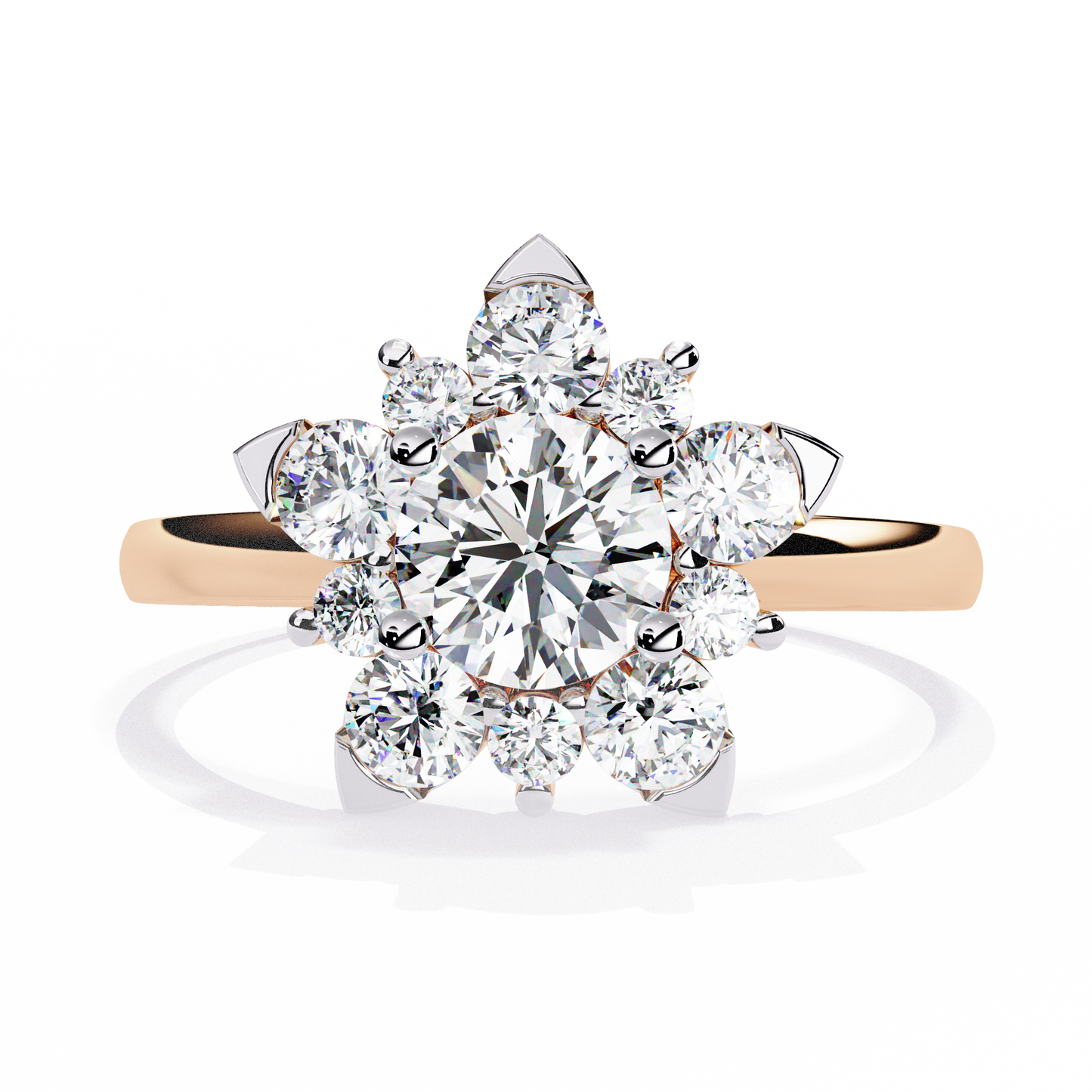 The Sparkling Daisy Cluster Diamond and Gold Ring- 1.20 Ct Floral Halo.