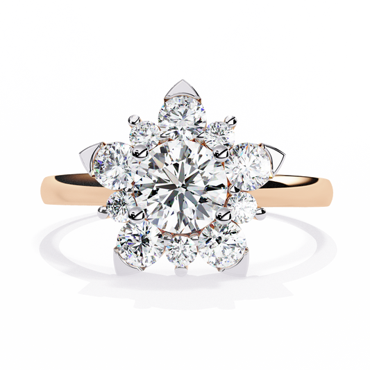 The Sparkling Daisy Cluster Diamond and Gold Ring- 1.20 Ct Floral Halo.