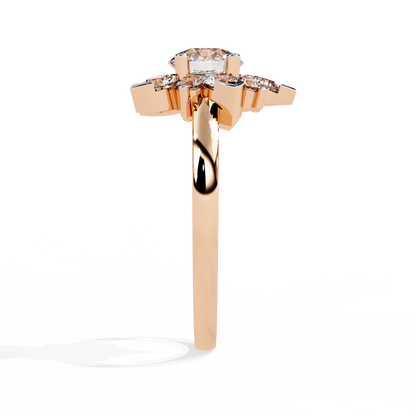 The Sparkling Daisy Cluster Diamond and Gold Ring- 1.20 Ct Floral Halo.