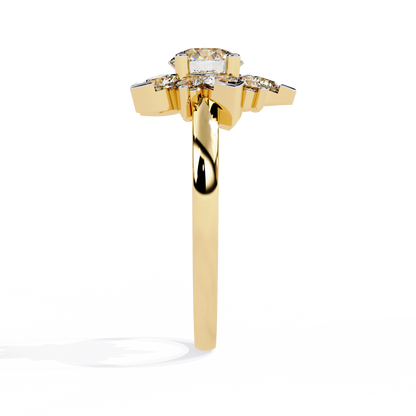 The Sparkling Daisy Cluster Diamond and Gold Ring- 1.20 Ct Floral Halo.
