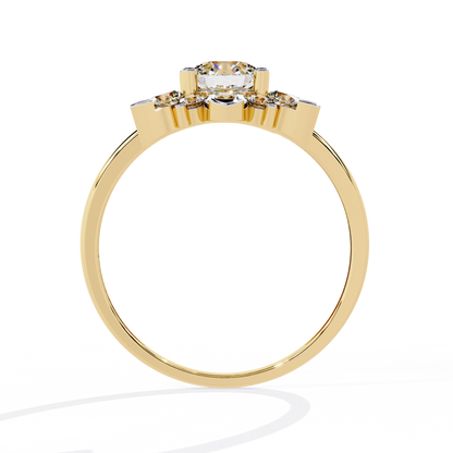 The Sparkling Daisy Cluster Diamond and Gold Ring- 1.20 Ct Floral Halo.