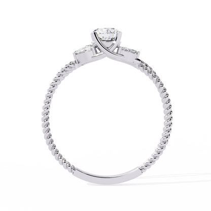 Romantic Three-Stone Diamond Ring with Braided Rose Gold Band- 0.44 Ct