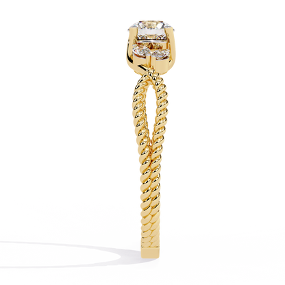 Romantic Three-Stone Diamond Ring with Braided Rose Gold Band- 0.44 Ct
