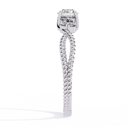 Romantic Three-Stone Diamond Ring with Braided Rose Gold Band- 0.44 Ct