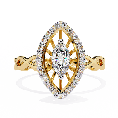 The Marquise Halo Cocktail Ring with Intricate Gold Infinity Band - 0.56 Ct