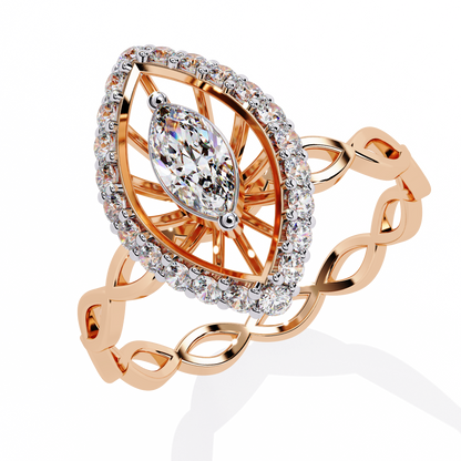 The Marquise Halo Cocktail Ring with Intricate Gold Infinity Band - 0.56 Ct