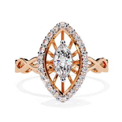 The Marquise Halo Cocktail Ring with Intricate Gold Infinity Band - 0.56 Ct