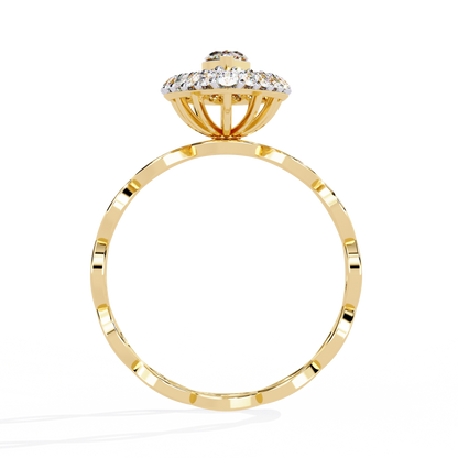 The Marquise Halo Cocktail Ring with Intricate Gold Infinity Band - 0.56 Ct