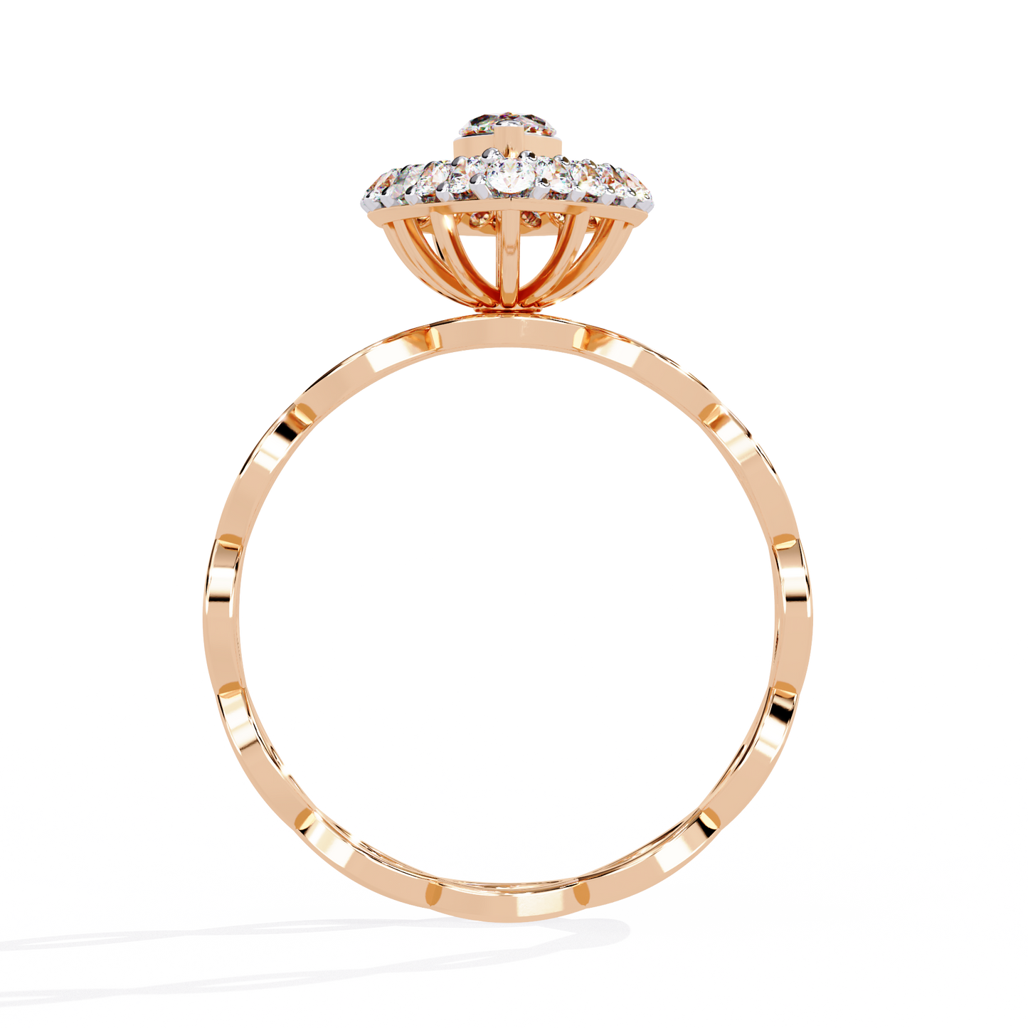 The Marquise Halo Cocktail Ring with Intricate Gold Infinity Band - 0.56 Ct