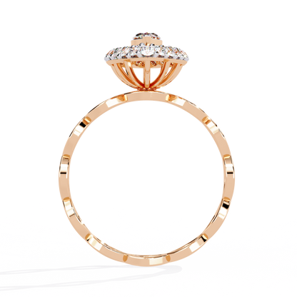 The Marquise Halo Cocktail Ring with Intricate Gold Infinity Band - 0.56 Ct