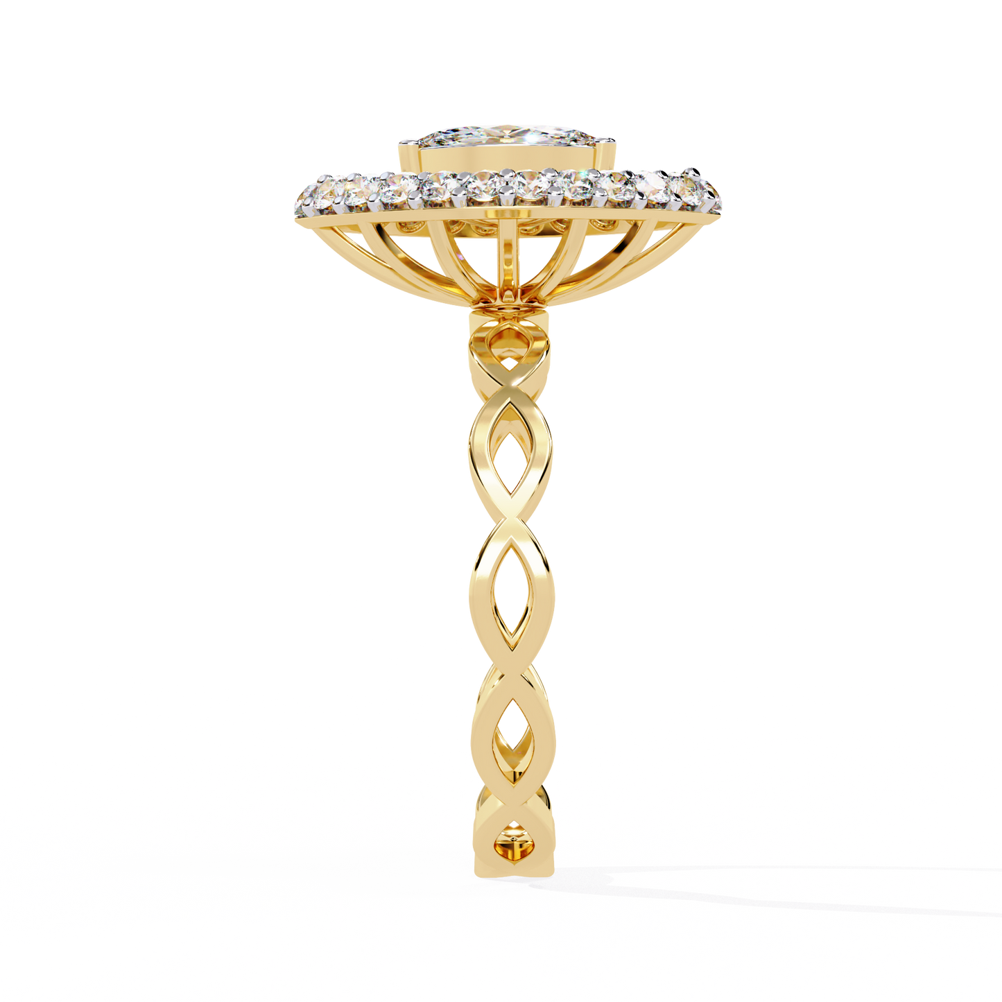 The Marquise Halo Cocktail Ring with Intricate Gold Infinity Band - 0.56 Ct