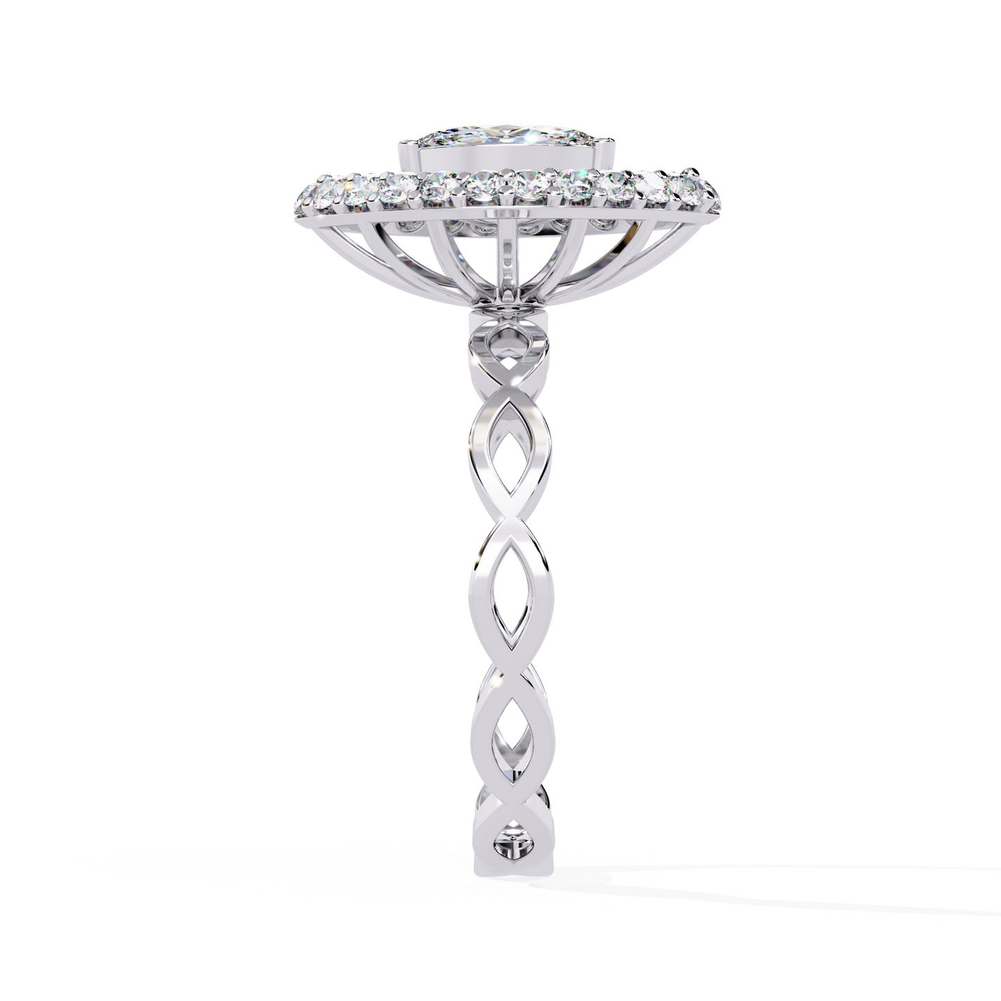 The Marquise Halo Cocktail Ring with Intricate Gold Infinity Band - 0.56 Ct