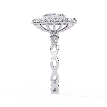 The Marquise Halo Cocktail Ring with Intricate Gold Infinity Band - 0.56 Ct