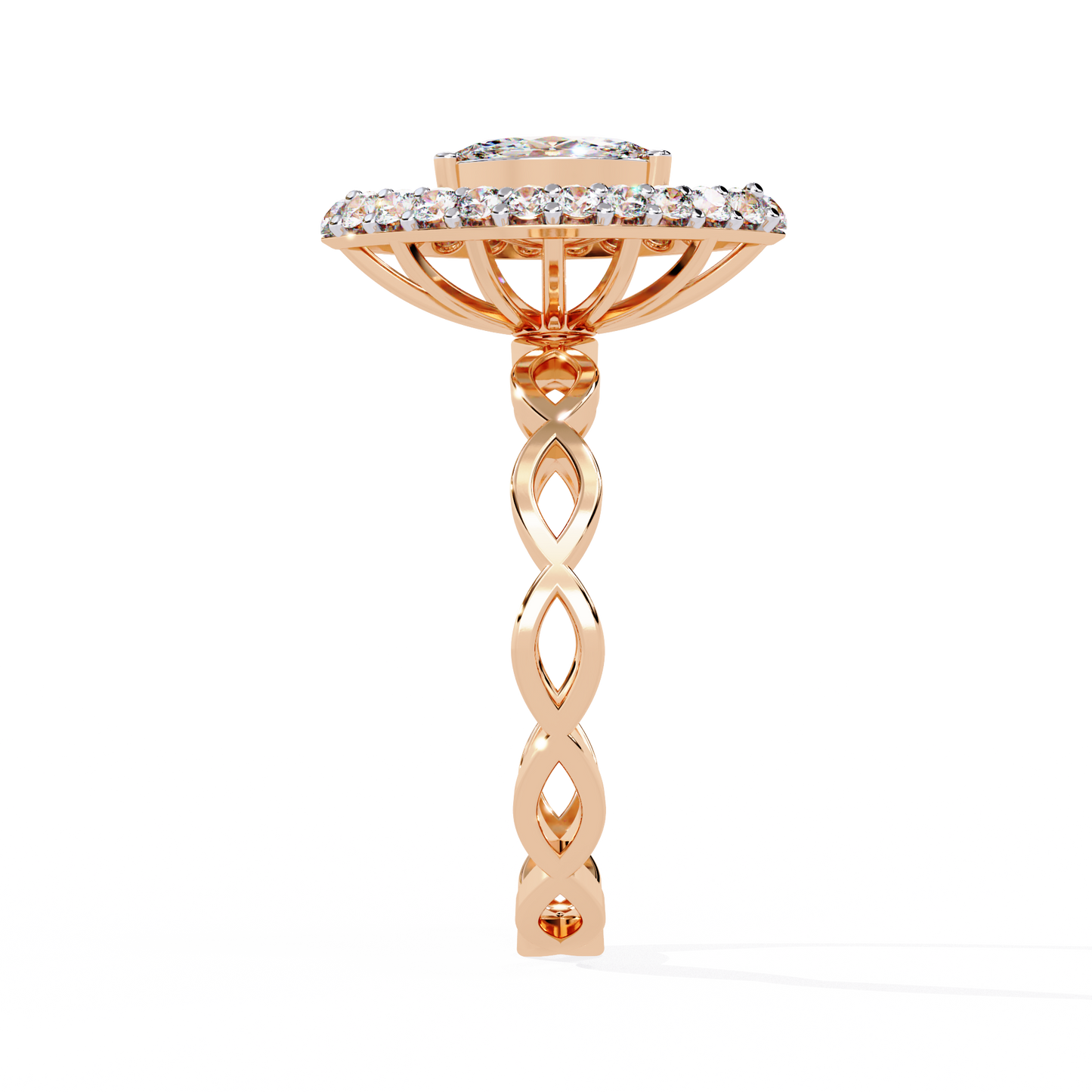 The Marquise Halo Cocktail Ring with Intricate Gold Infinity Band - 0.56 Ct