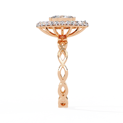 The Marquise Halo Cocktail Ring with Intricate Gold Infinity Band - 0.56 Ct