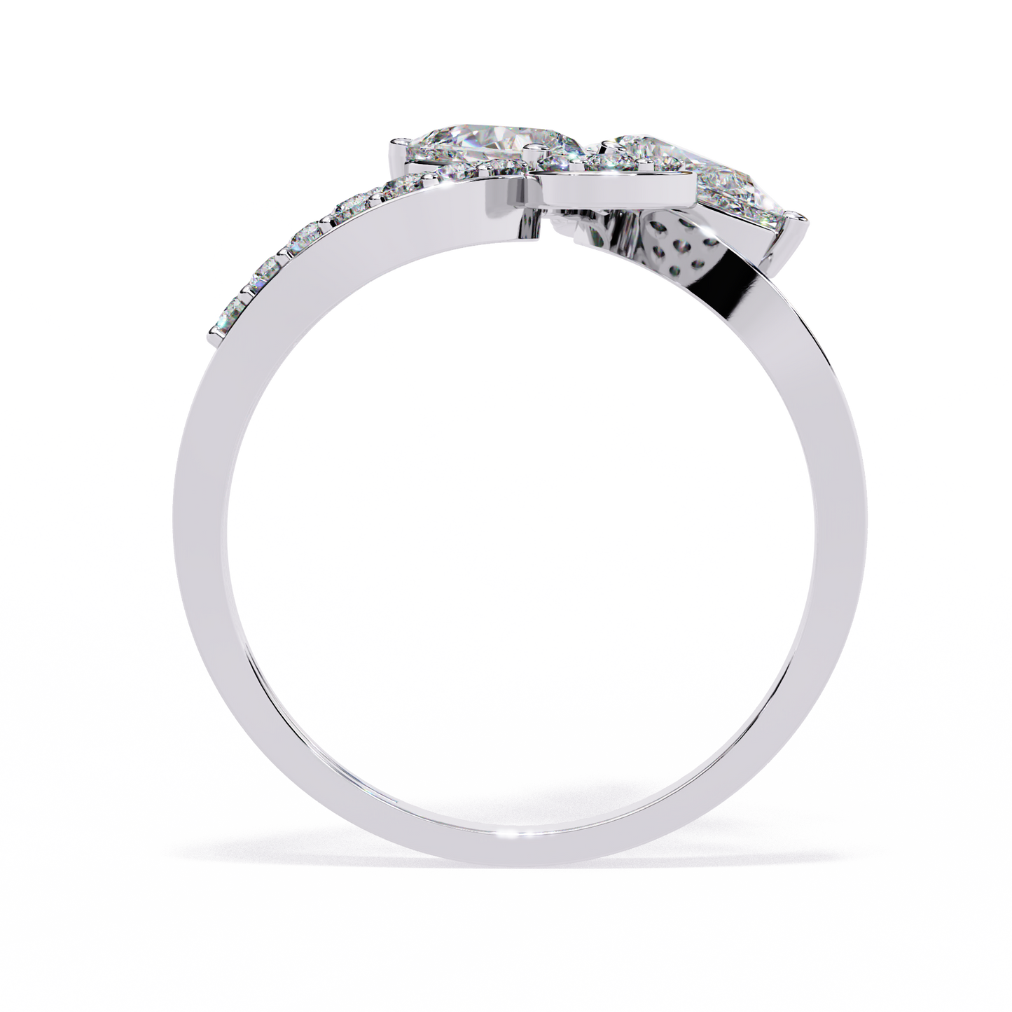 The Golden Floral Bloom Cocktail Ring- 1.21 Ct Round and Pear Cut Diamonds