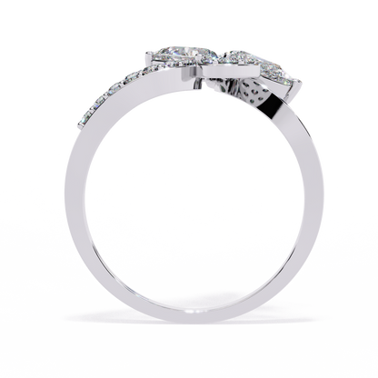 The Golden Floral Bloom Cocktail Ring- 1.21 Ct Round and Pear Cut Diamonds