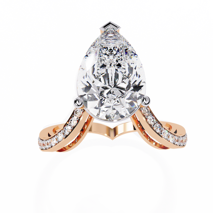 The Pear-Shaped Solitaire Diamond Ring with Pave Set Accent Stones - 5.00 Ct